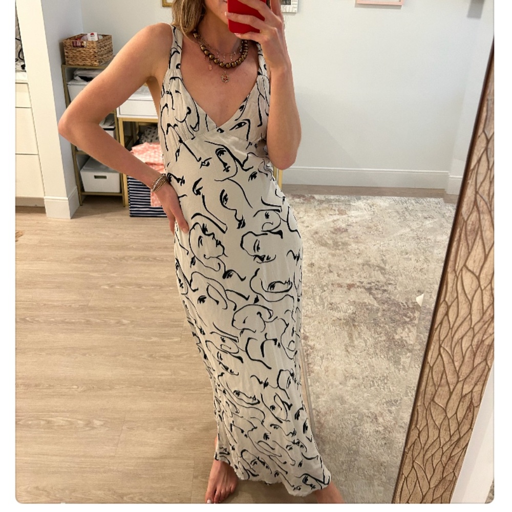 DISSH Monet Beige Printed Midi Dress Sleeveless